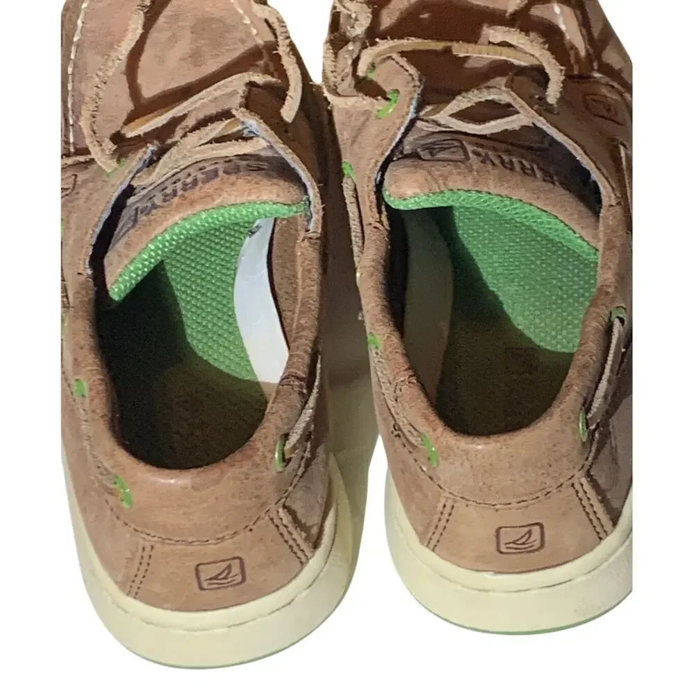 Sperrys Top Sider Boat Shoes Boys 13.5 Brown Spy Cupsole 2-Eye Nautical Leather - Picture 5 of 12